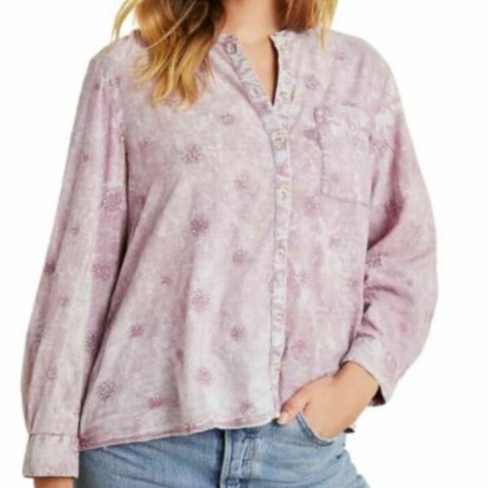 Anthropologie Lavender Button-Down Shirt - Picture 2 of 11